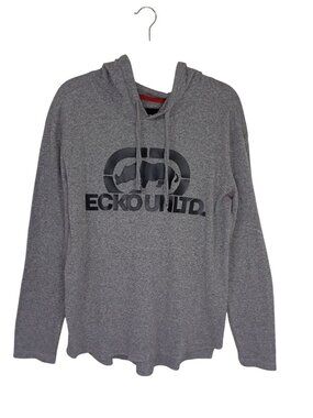 Ecko Unltd Gray Long-Sleeve Hoodie Pullover Logo Graphic Mens Size L